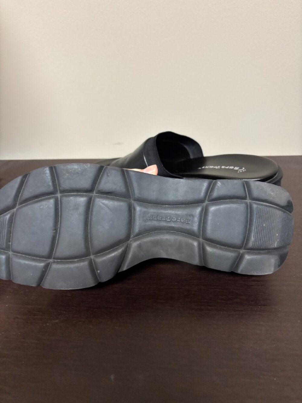 Bare Traps Angel Leather Y2k Black Slide Sandals Platform Comfort Size 7 - Picture 6 of 7